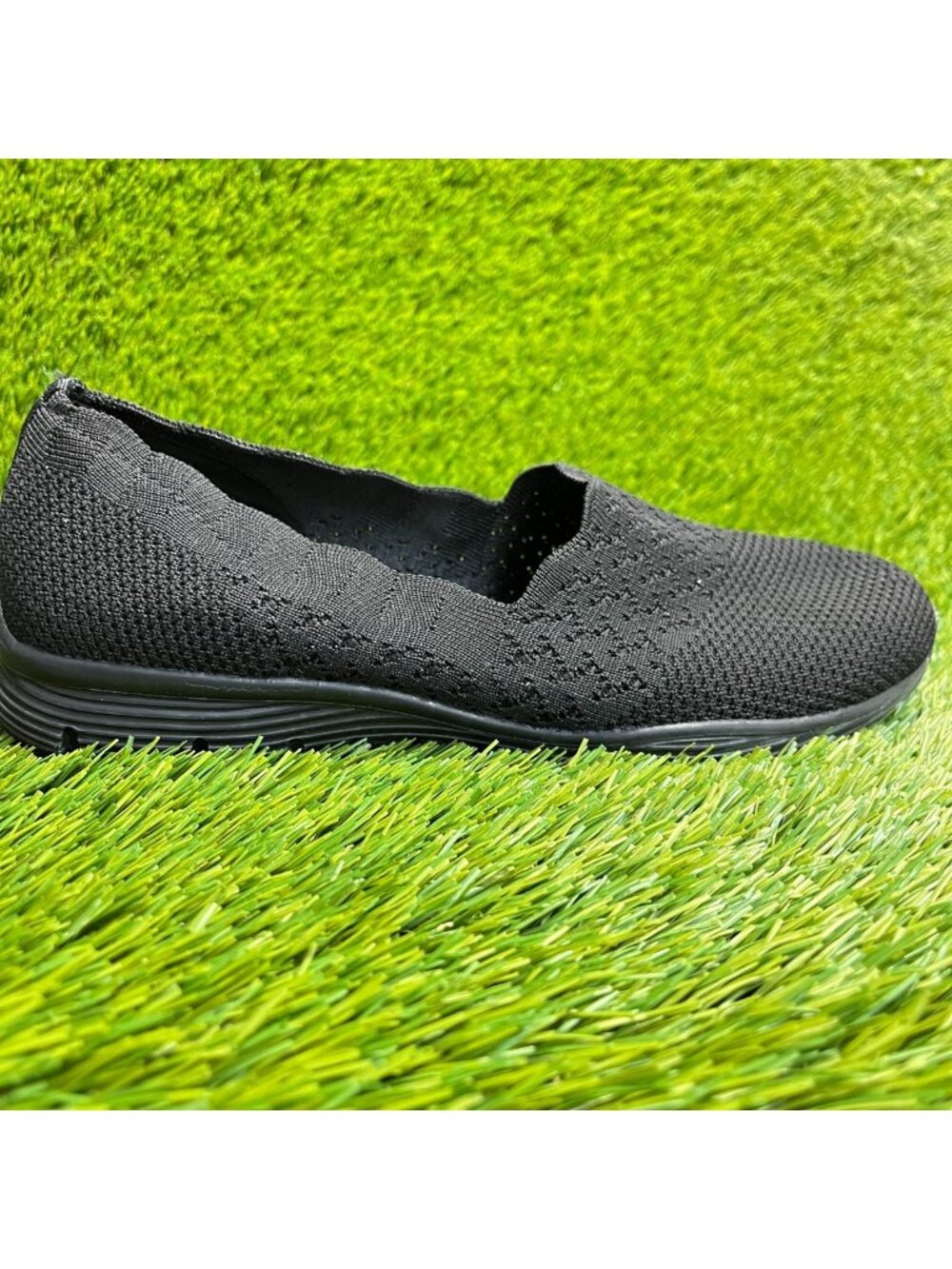 Skechers Seager Stat Womens Size 9 Black Casual Walking Knit Slip On Shoes